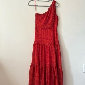Taylor Elegant Red One-Shoulder Dress